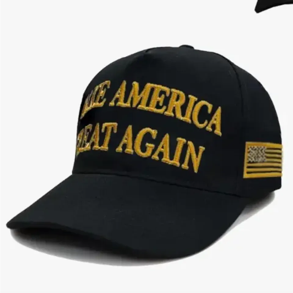 2024 American Gold MAGA Hat, Embroidered Little Gold Riding Sport Hat Trump Never Surrender Hat