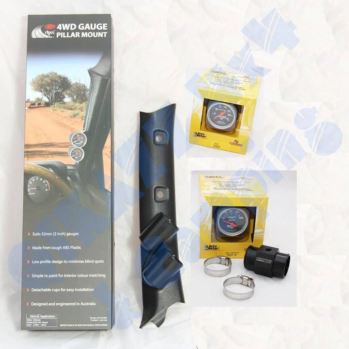 Autometer Water & Boost Gauge Kit & SAAS Pillar Pod for Nissan Patrol GU