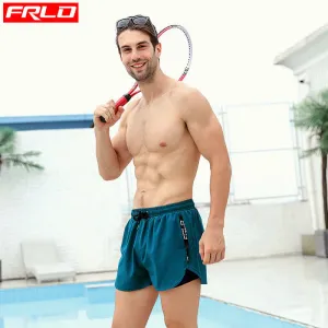 Beach pants men can go water loose large size flat angle elastic lining swimming pants hot spring three-pointer wholesale