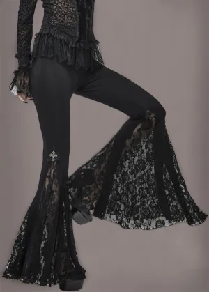 Black Lace Gothic Bell Bottom Pants