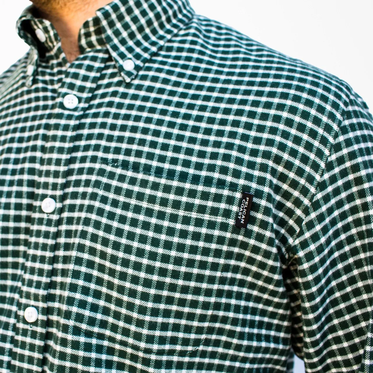 Block Island Flannel - Green & White Graph Check