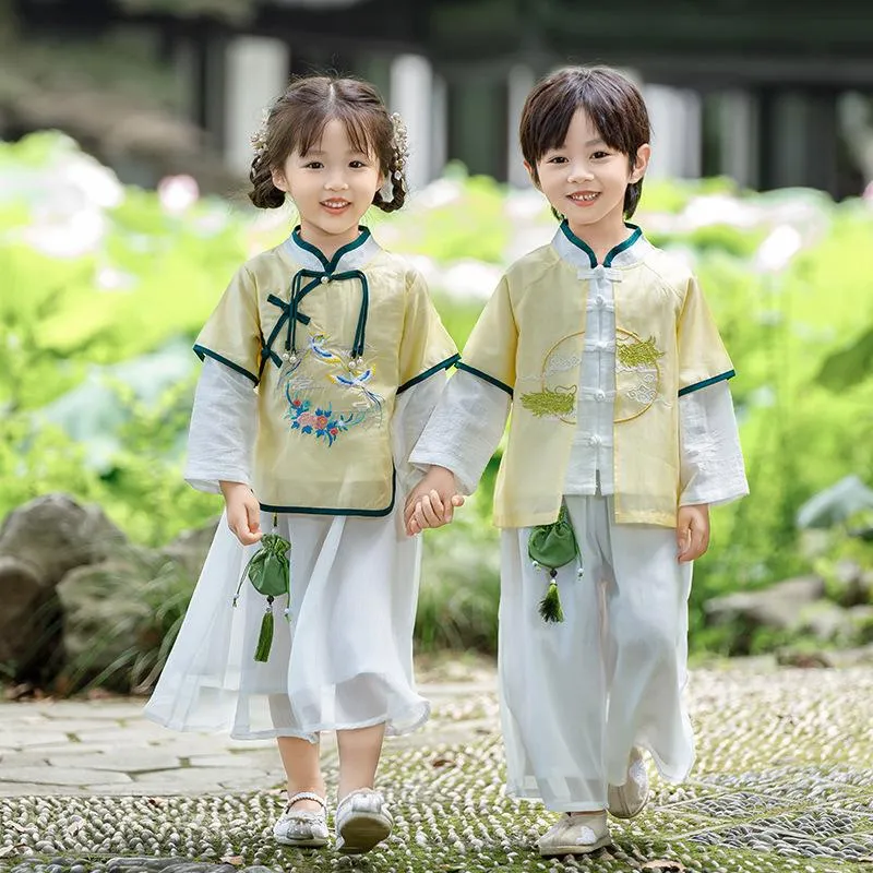 Boy's Imperial Yellow & Azure Hanfu Set