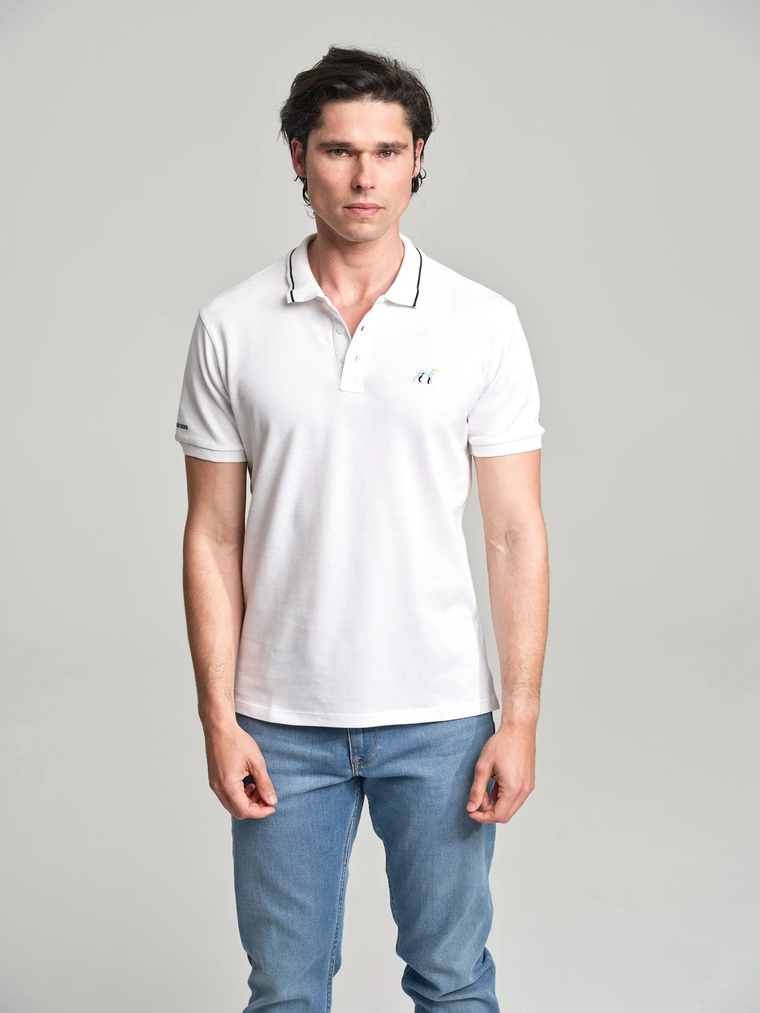 Casual piquet polo shirt with multicolored logo