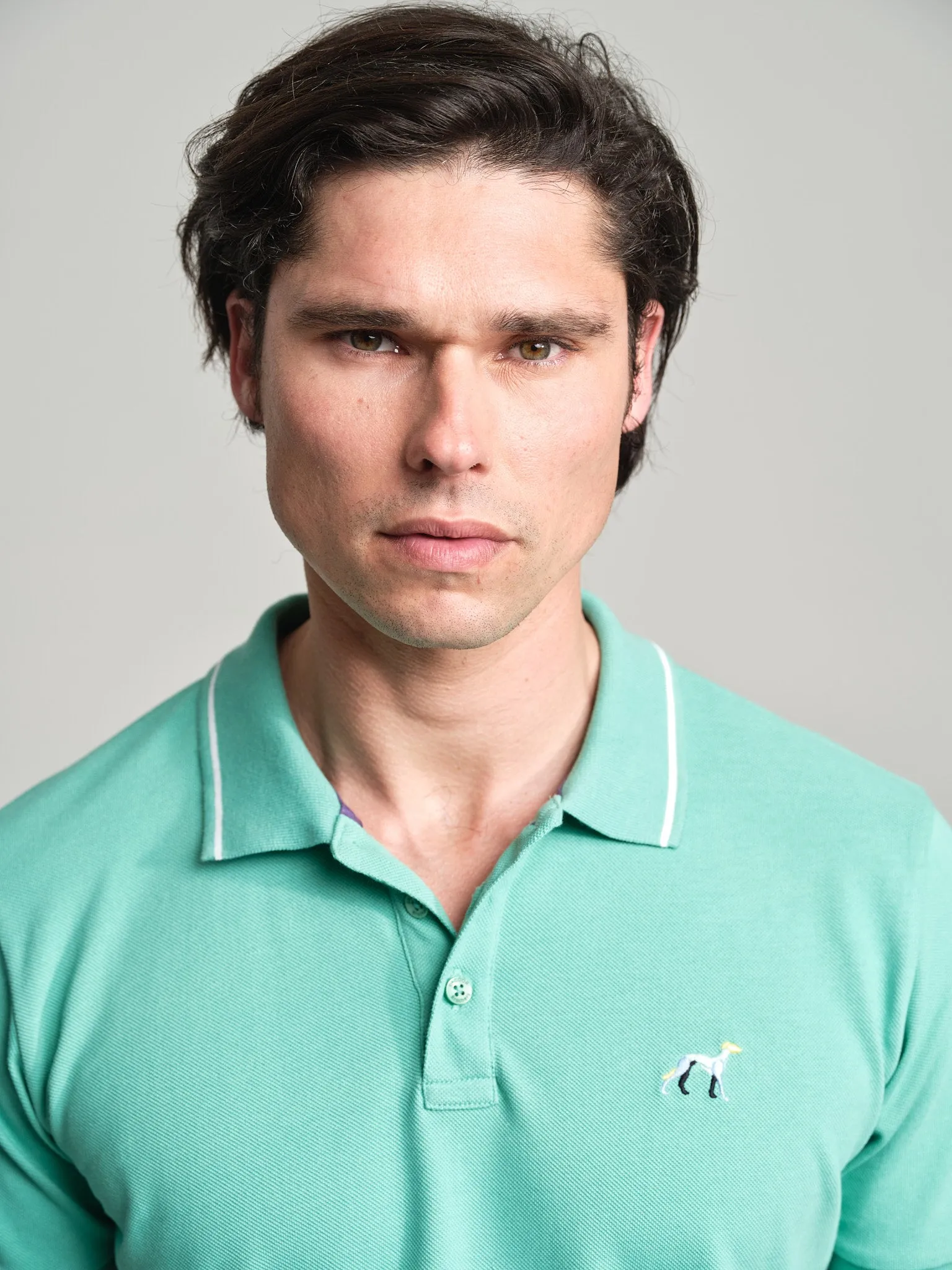 Casual piquet polo shirt with multicolored logo