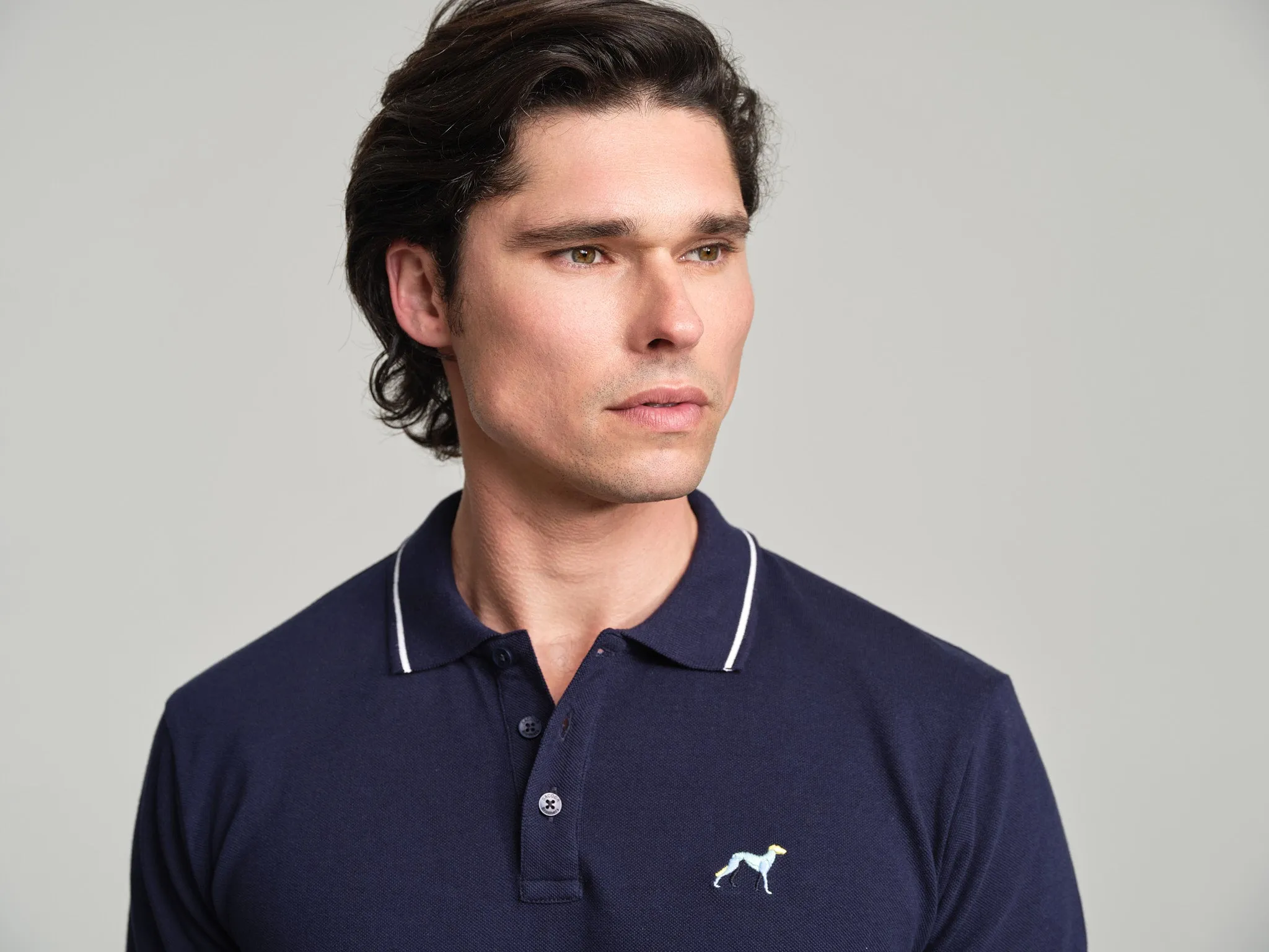 Casual piquet polo shirt with multicolored logo