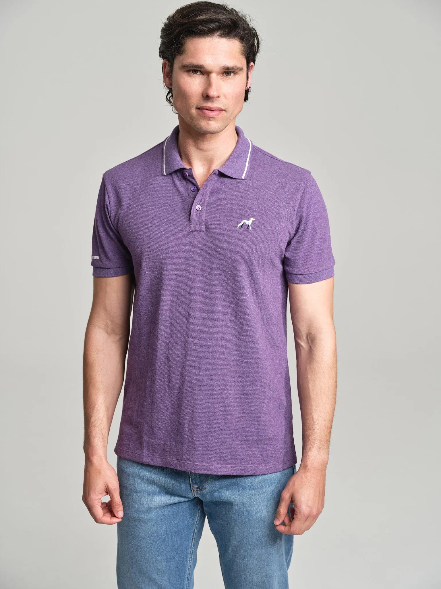 Casual piquet polo shirt with multicolored logo