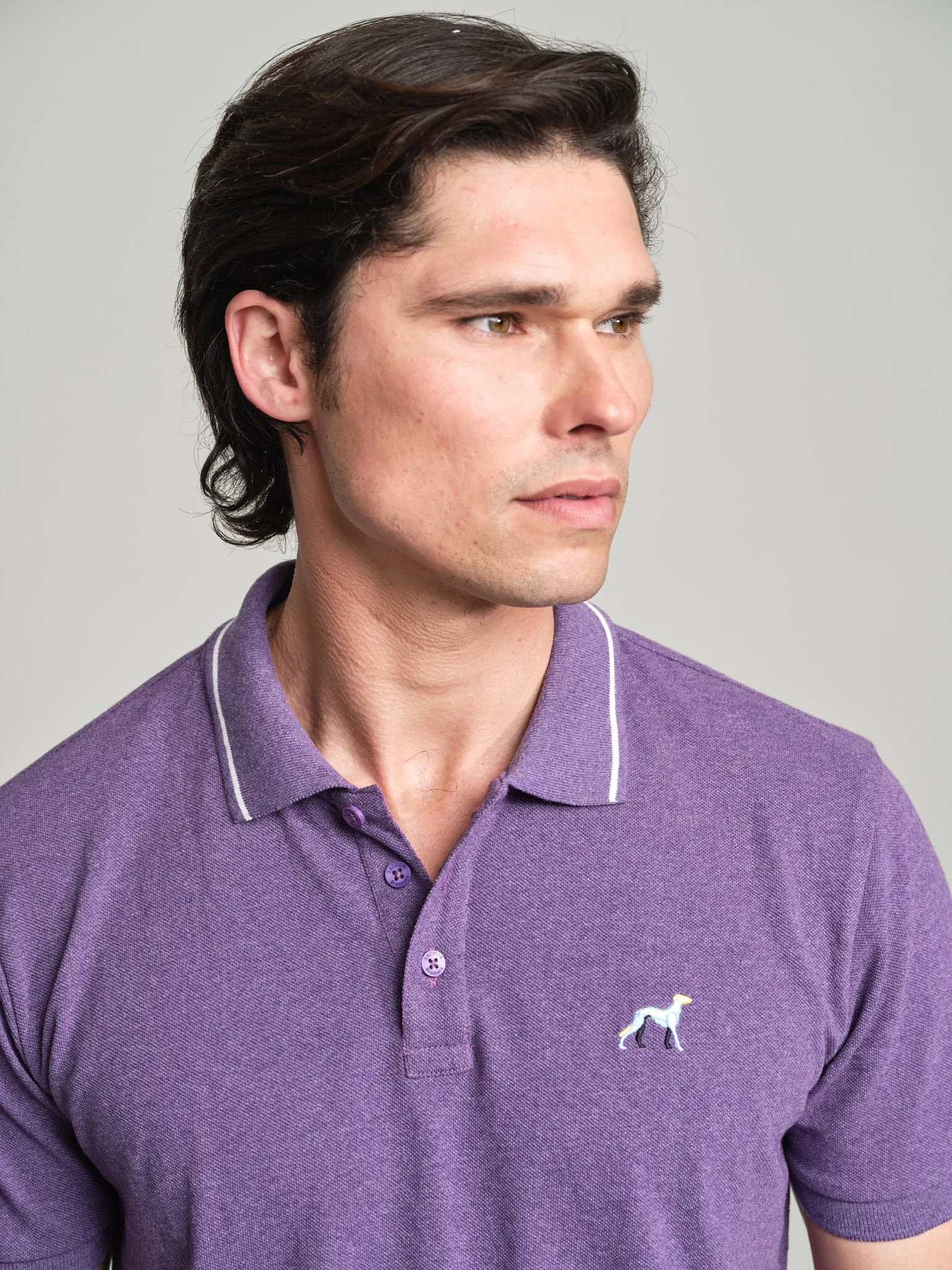 Casual piquet polo shirt with multicolored logo