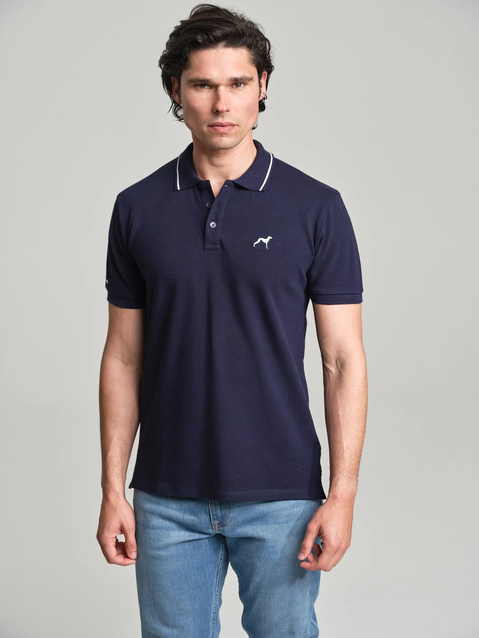 Casual piquet polo shirt with multicolored logo