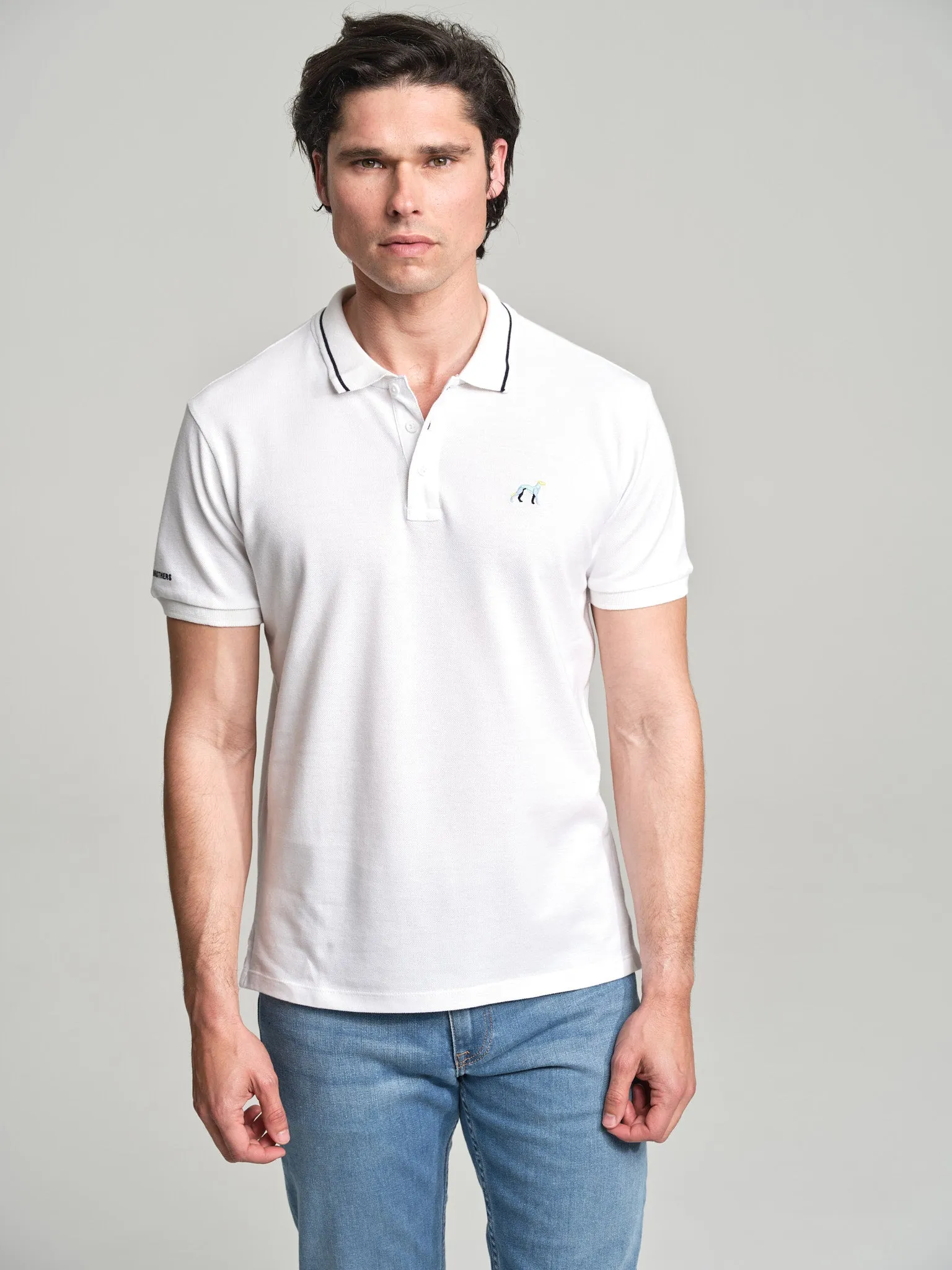 Casual piquet polo shirt with multicolored logo