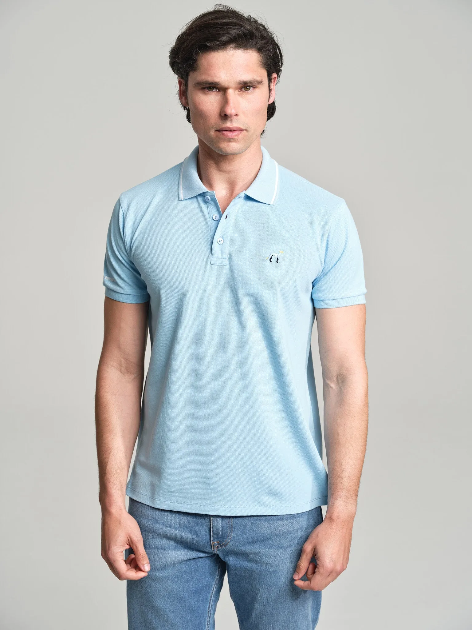 Casual piquet polo shirt with multicolored logo