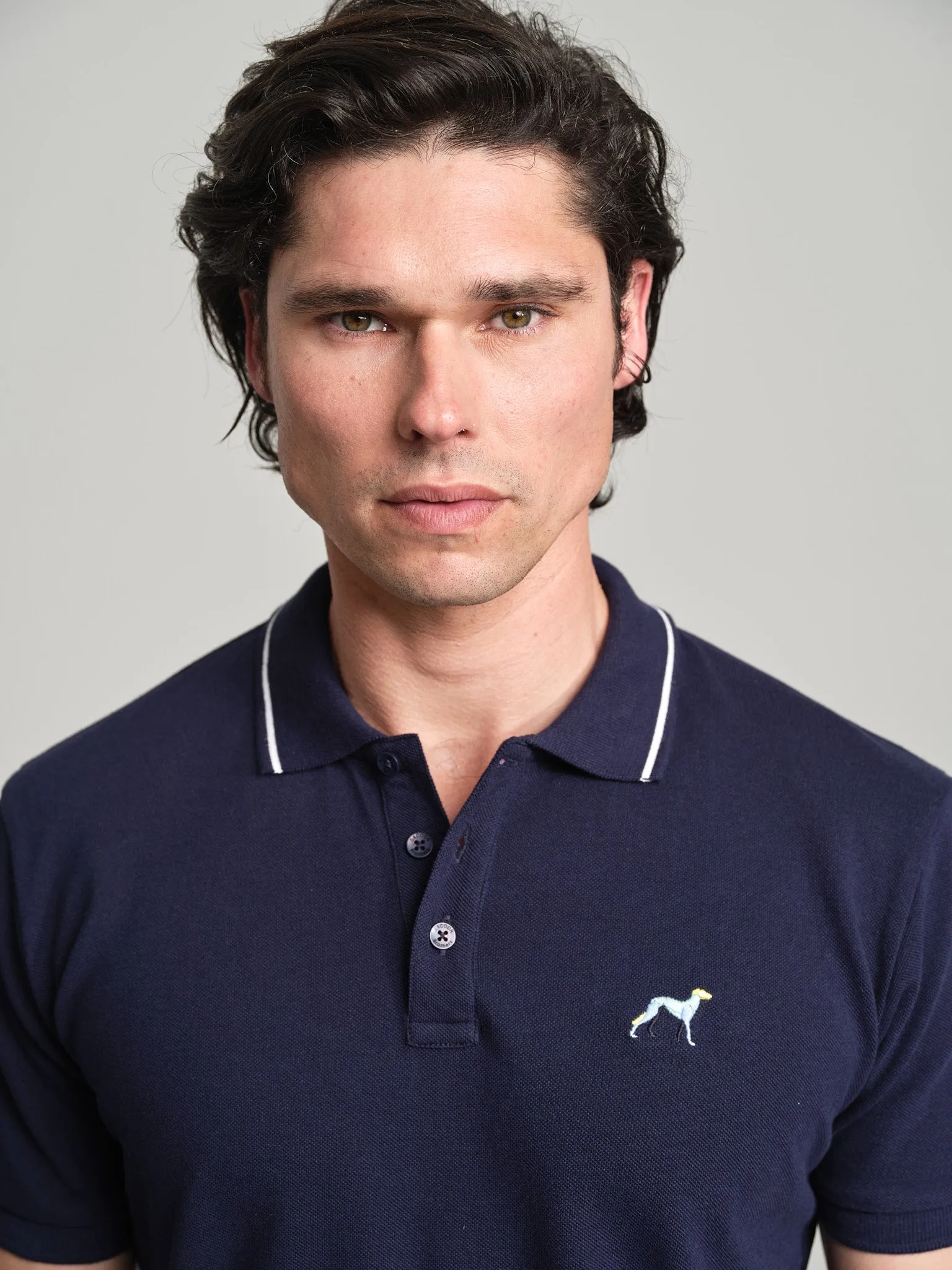 Casual piquet polo shirt with multicolored logo