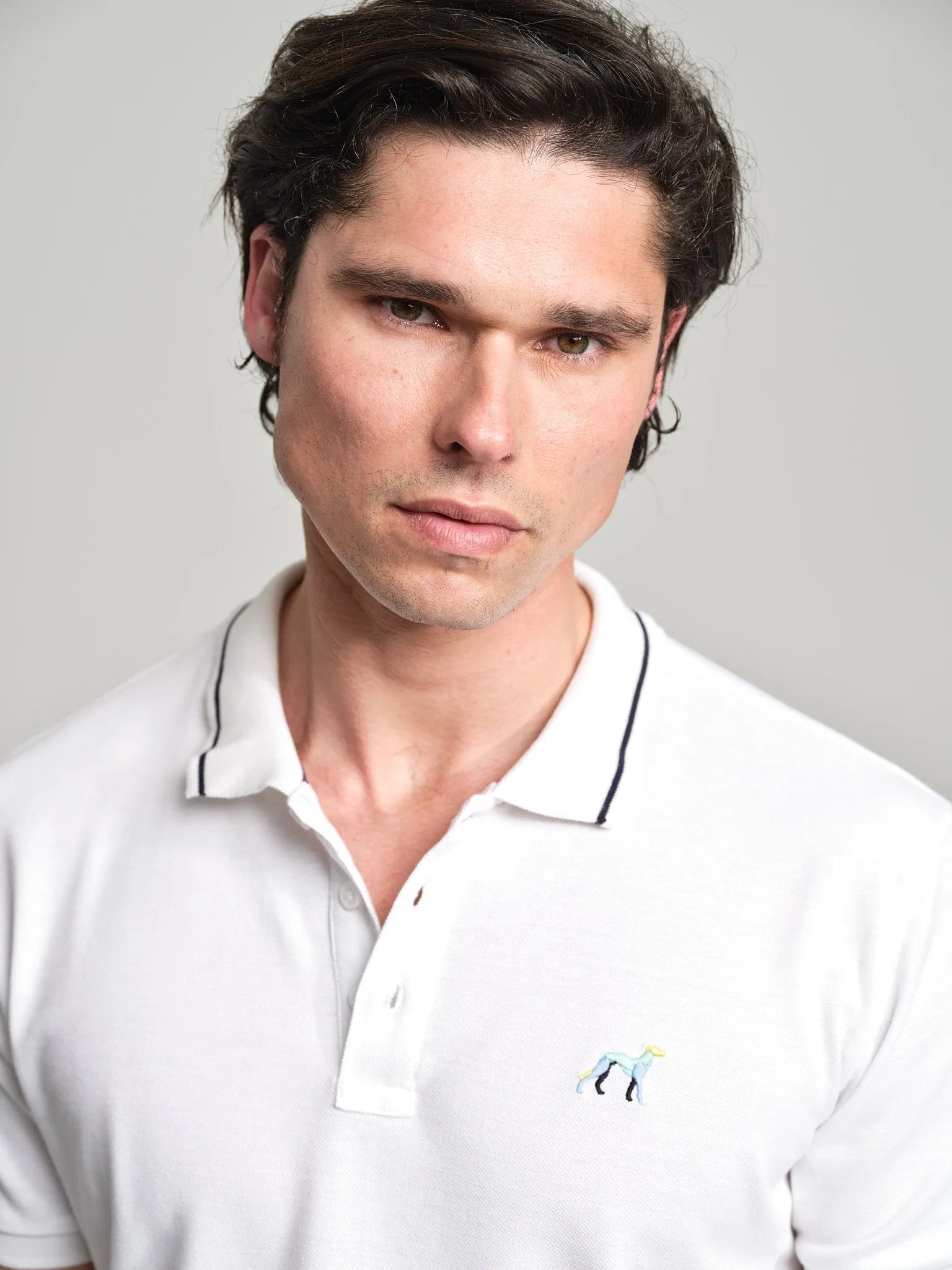 Casual piquet polo shirt with multicolored logo