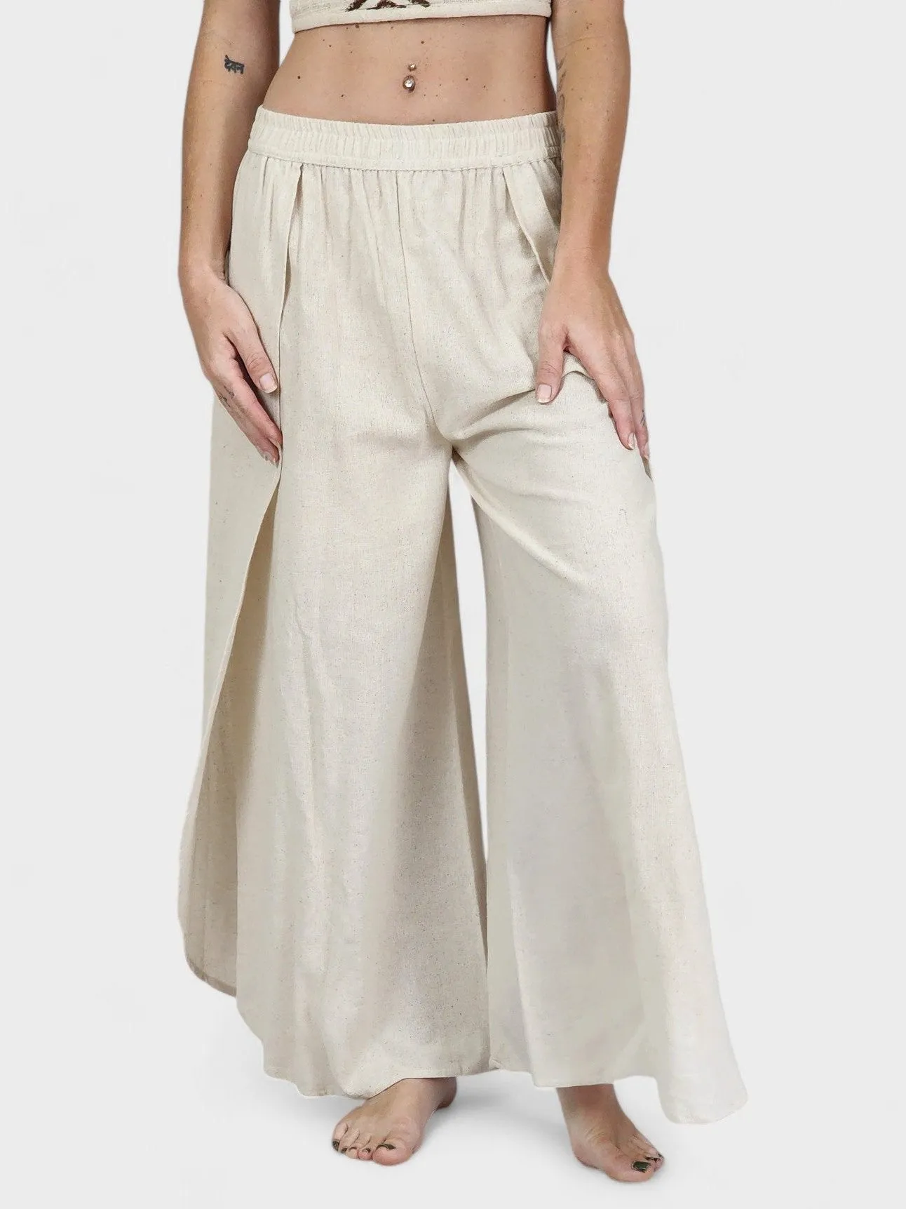 Cream Jute Fly Away Trousers