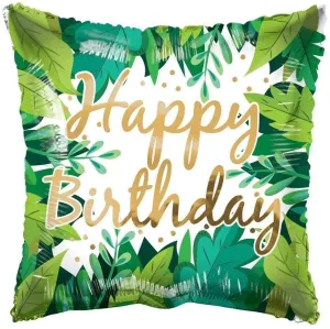 Eco One Square Balloon - Happy Birthday Foliage