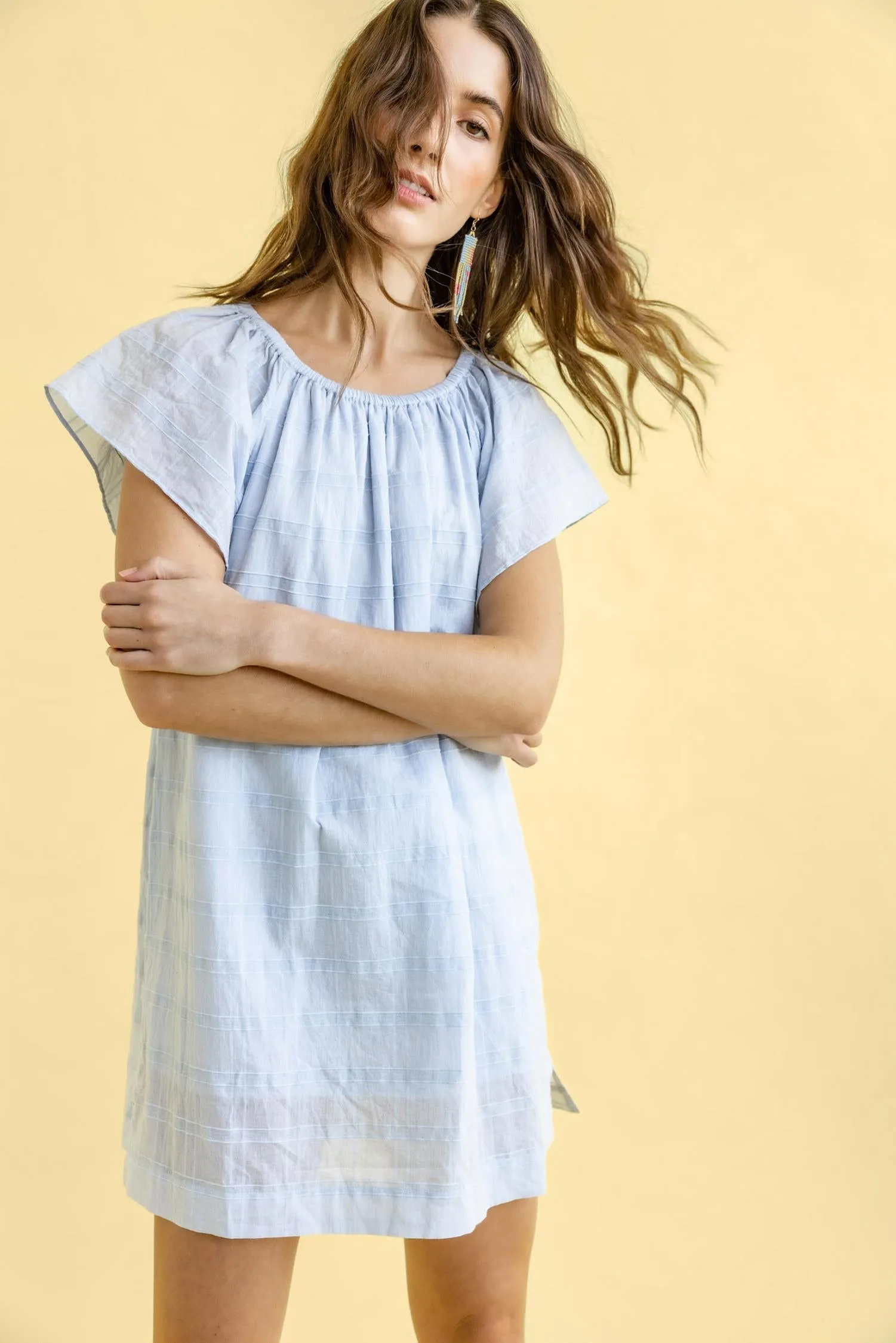 Flutter Sleeve Raglan Dress