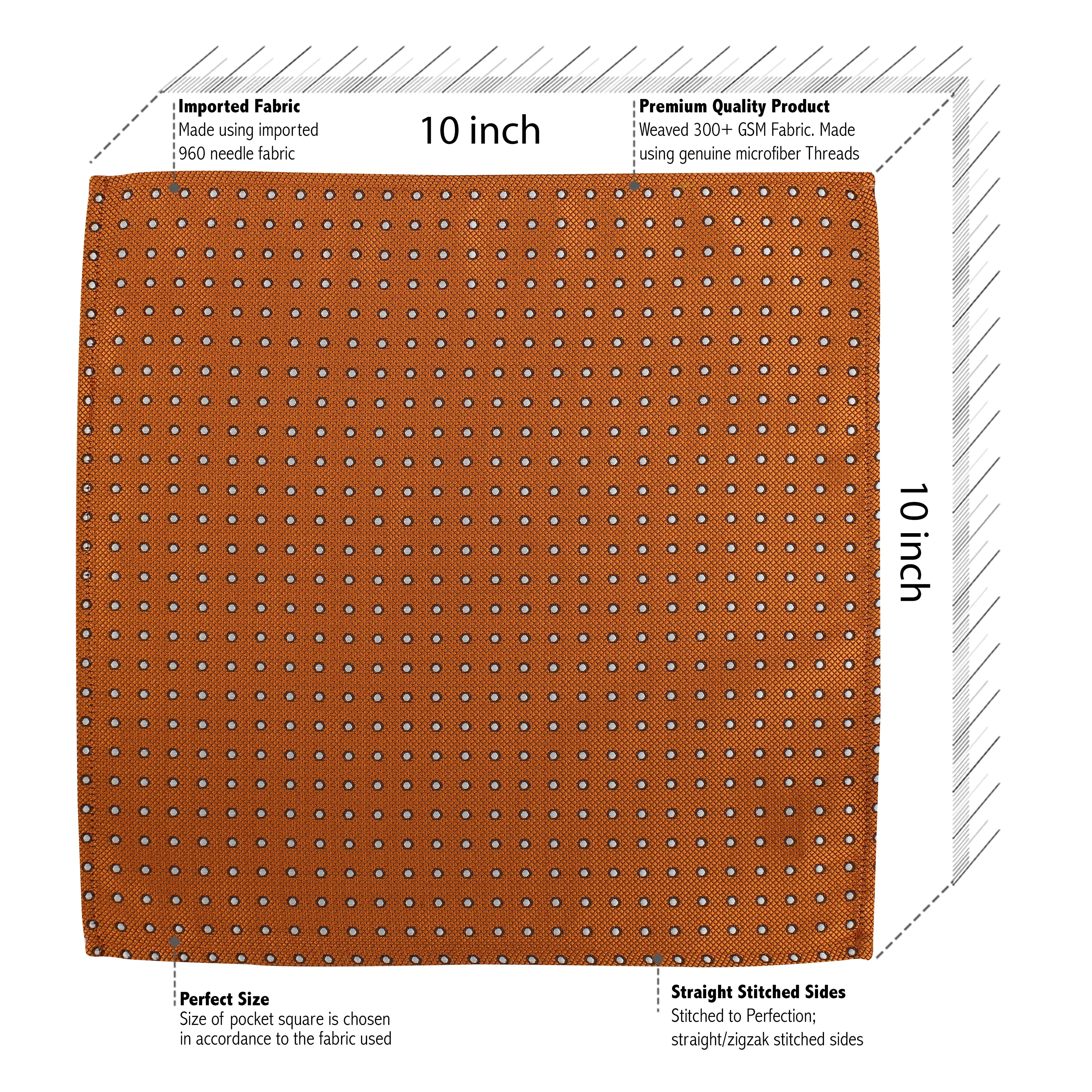 Kovove Elegant Orange Polka Dot Pocket Square For Men