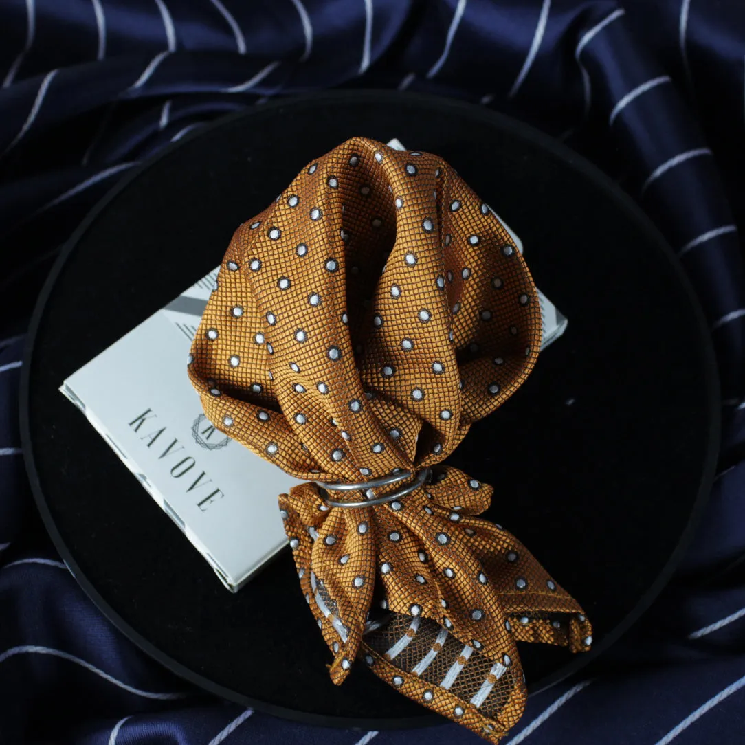 Kovove Elegant Orange Polka Dot Pocket Square For Men