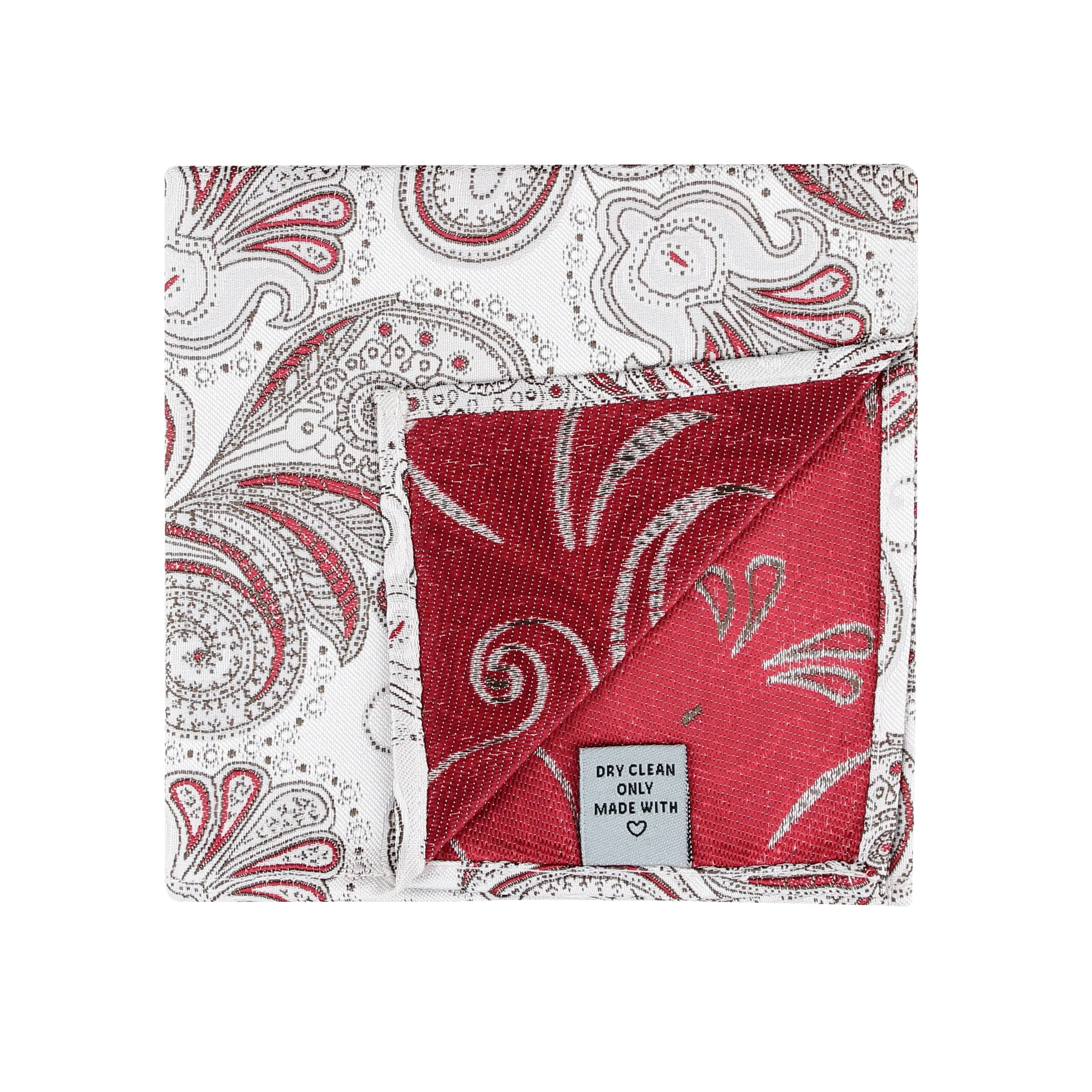 Kovove Exotic White Paisley Pocket Square For Men