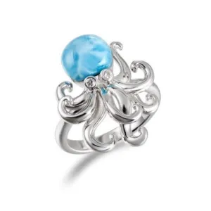 Larimar and Topaz Kraken Ring by Alamea