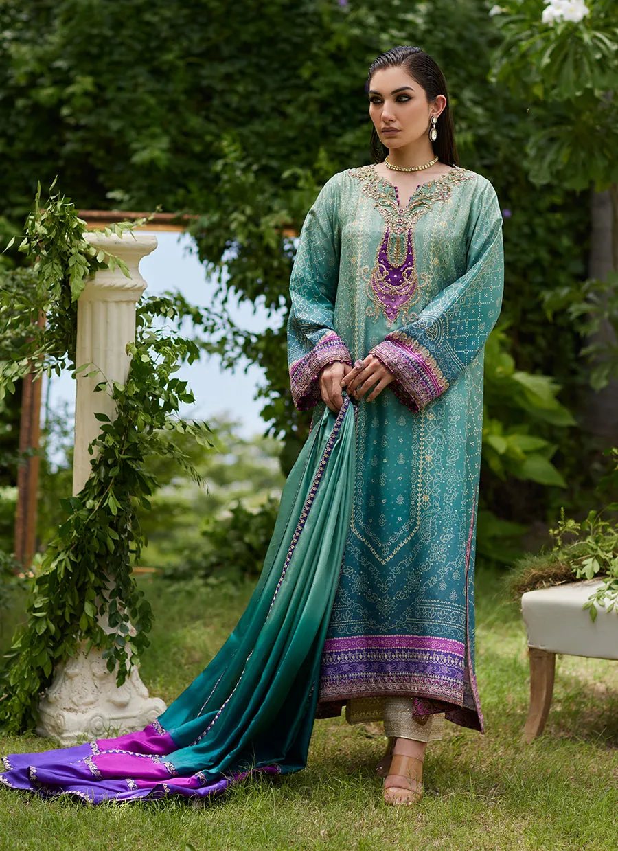 Leisha Teal Ombre Shirt And Dupatta