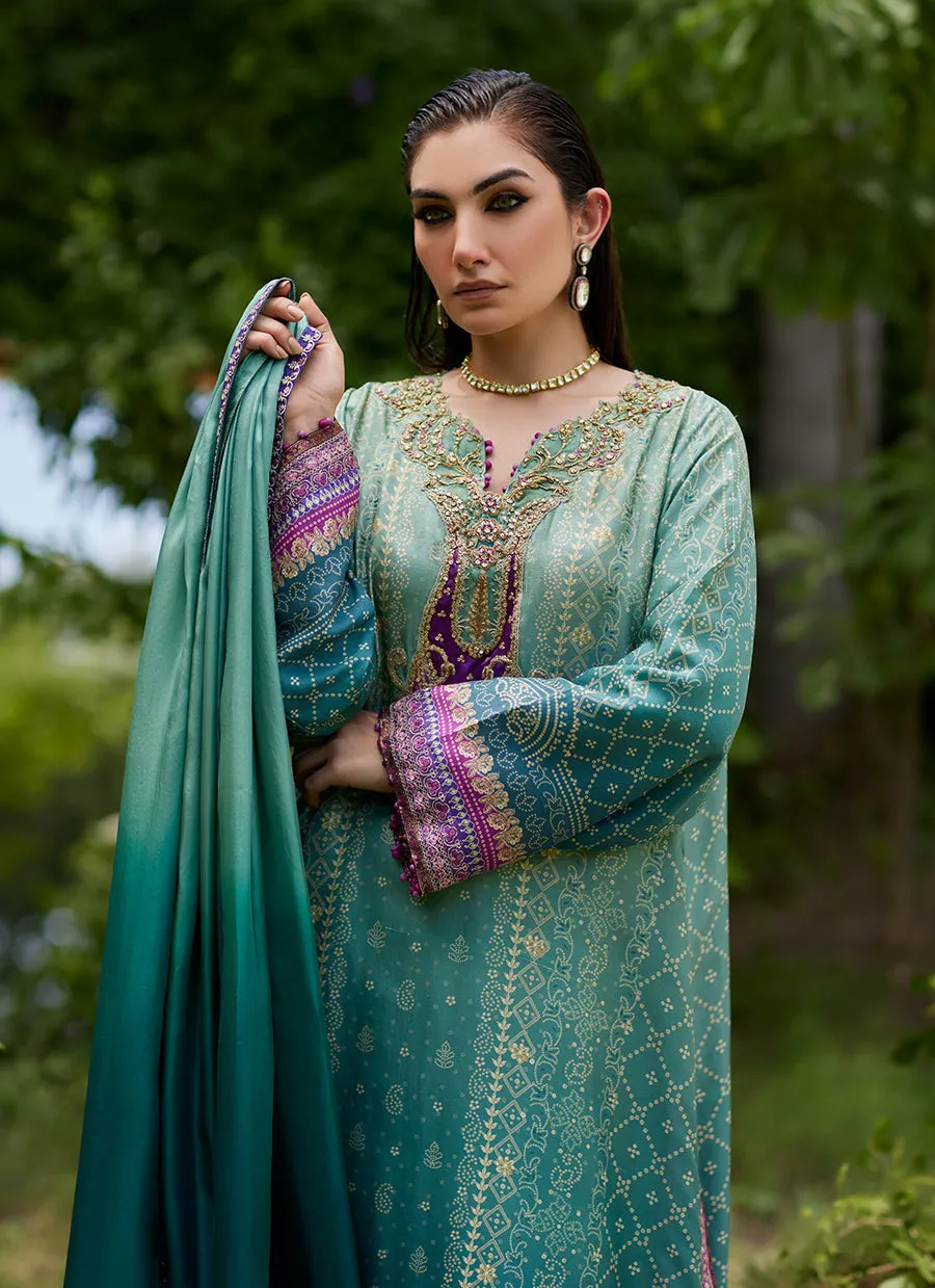 Leisha Teal Ombre Shirt And Dupatta