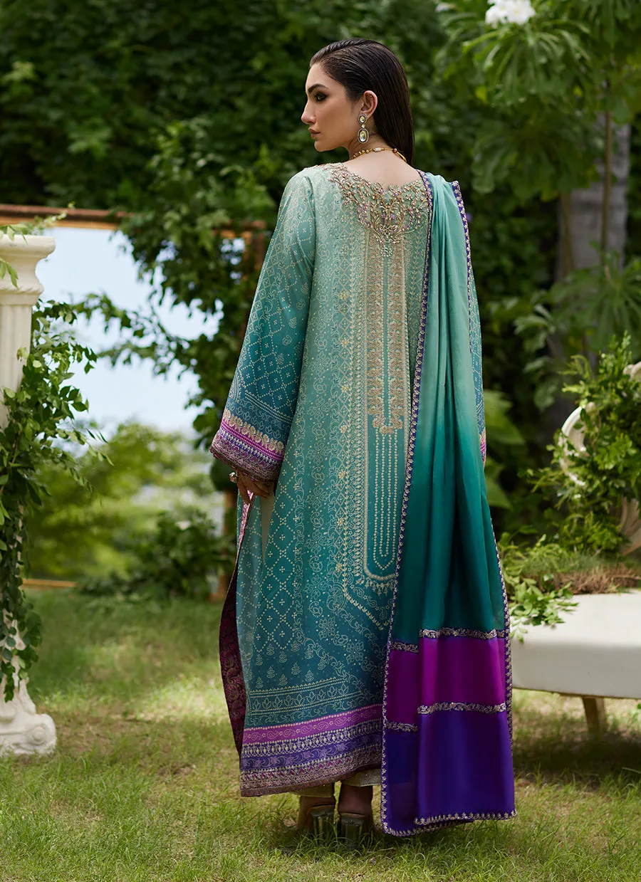 Leisha Teal Ombre Shirt And Dupatta