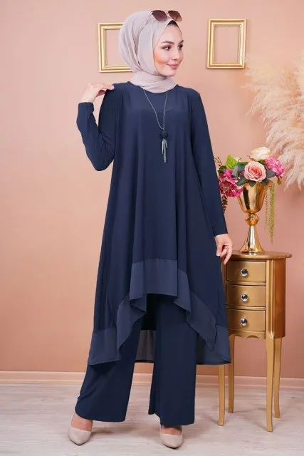 Long Back Muslimah Pants Suit