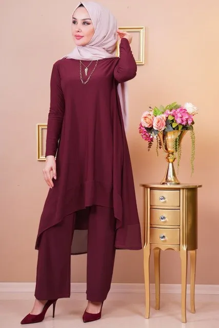 Long Back Muslimah Pants Suit