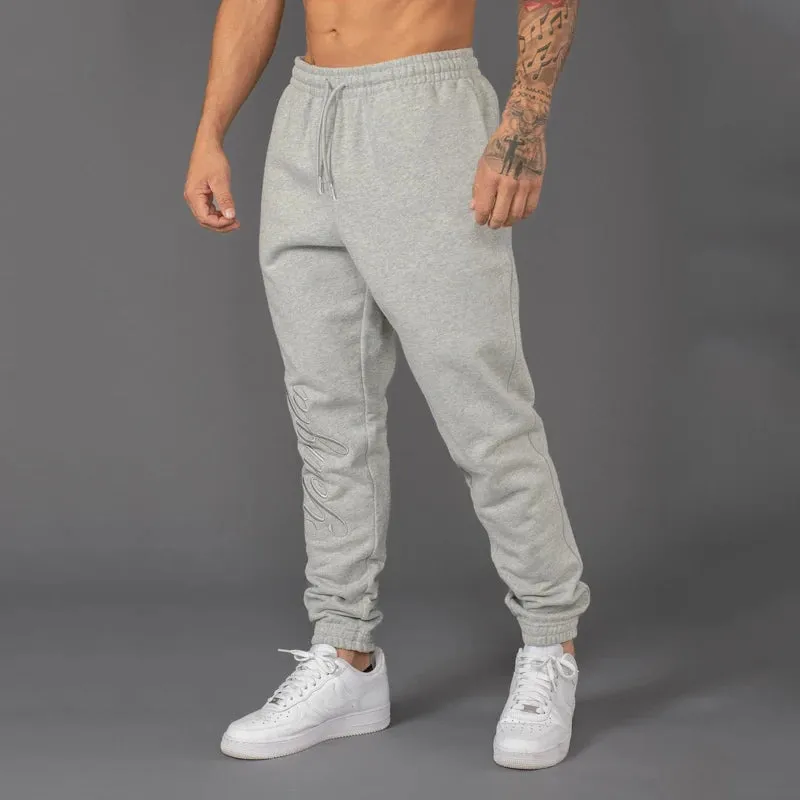 MC - Men’s Workout Joggers: Cotton sweatpants with embroidery, ideal for fitness and casual wear