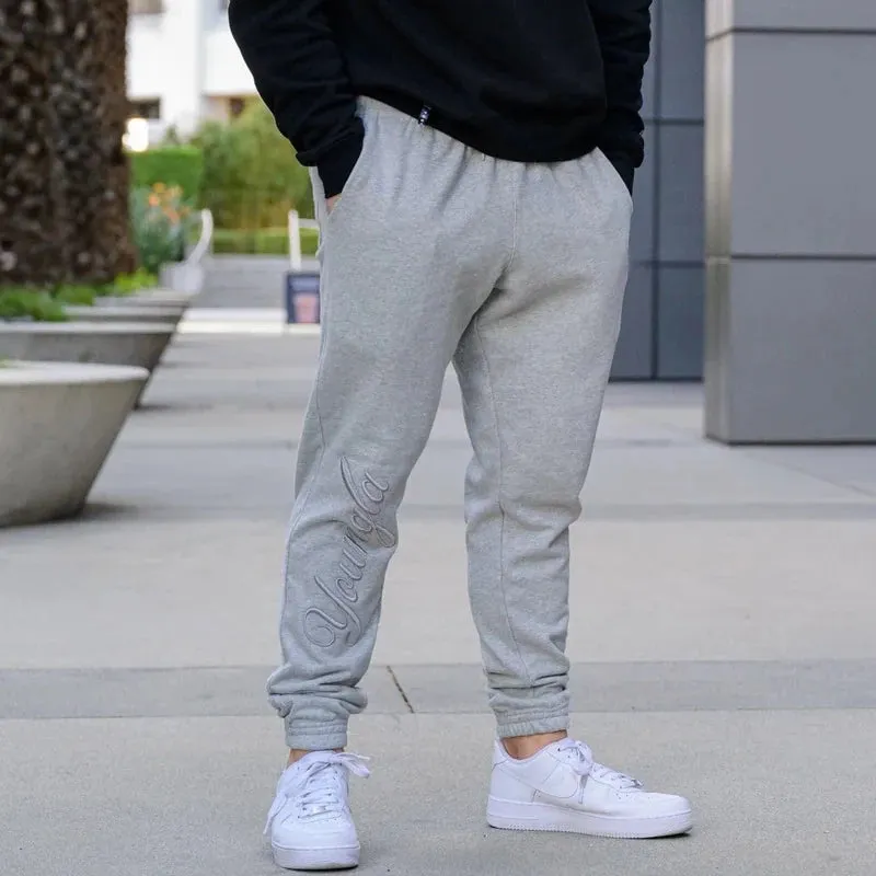 MC - Men’s Workout Joggers: Cotton sweatpants with embroidery, ideal for fitness and casual wear