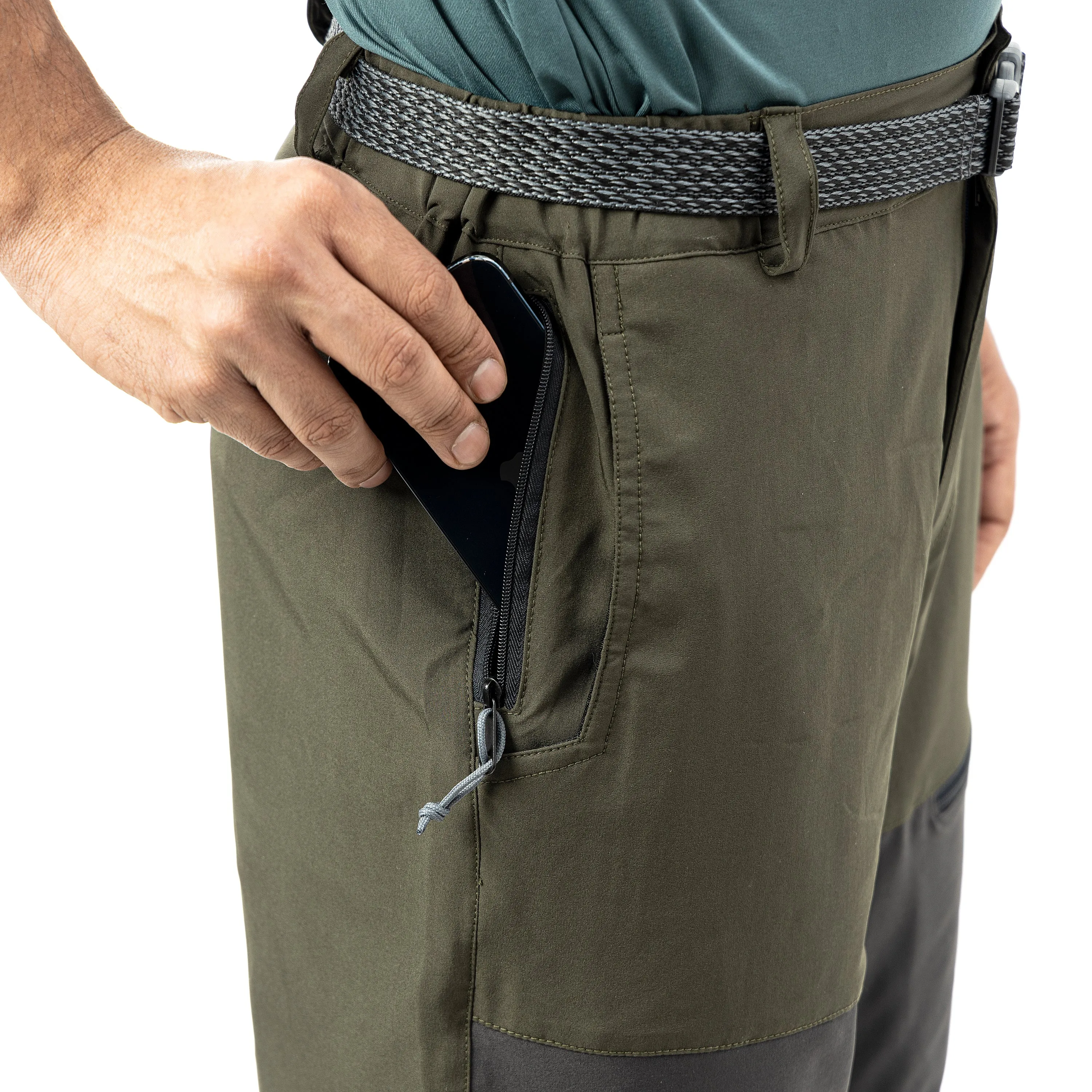 Men's Trekking and Hiking Pants and Trousers l Green & Grey