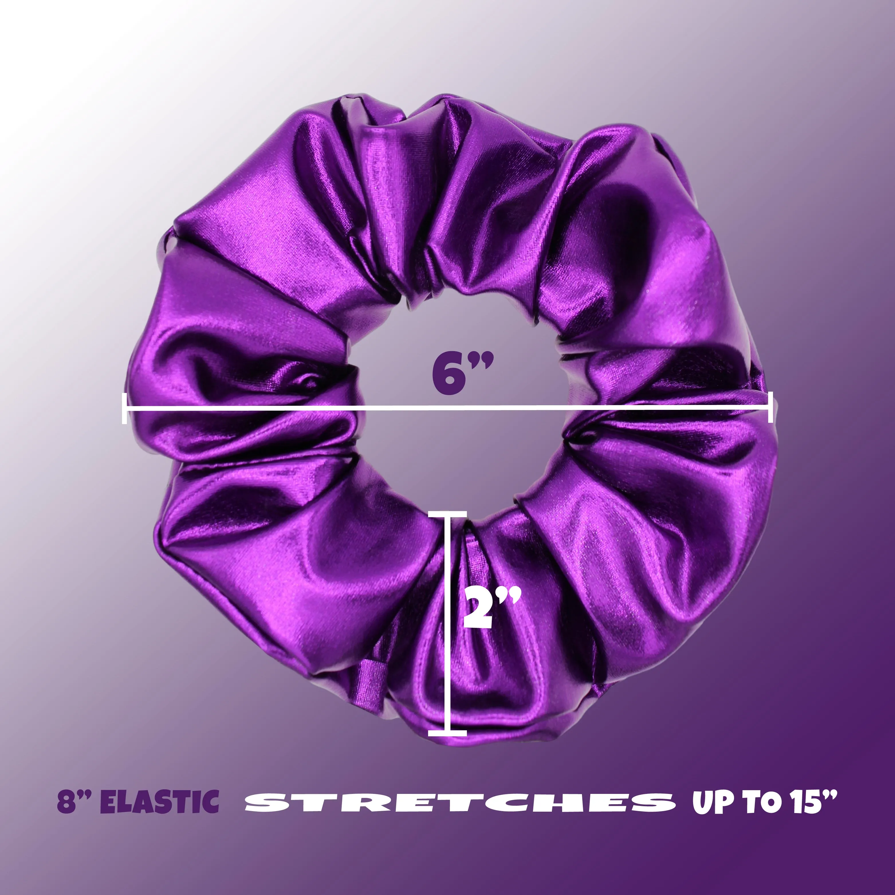 Metallic Scrunchies Available in 3 Sizes Made in the USA Purple