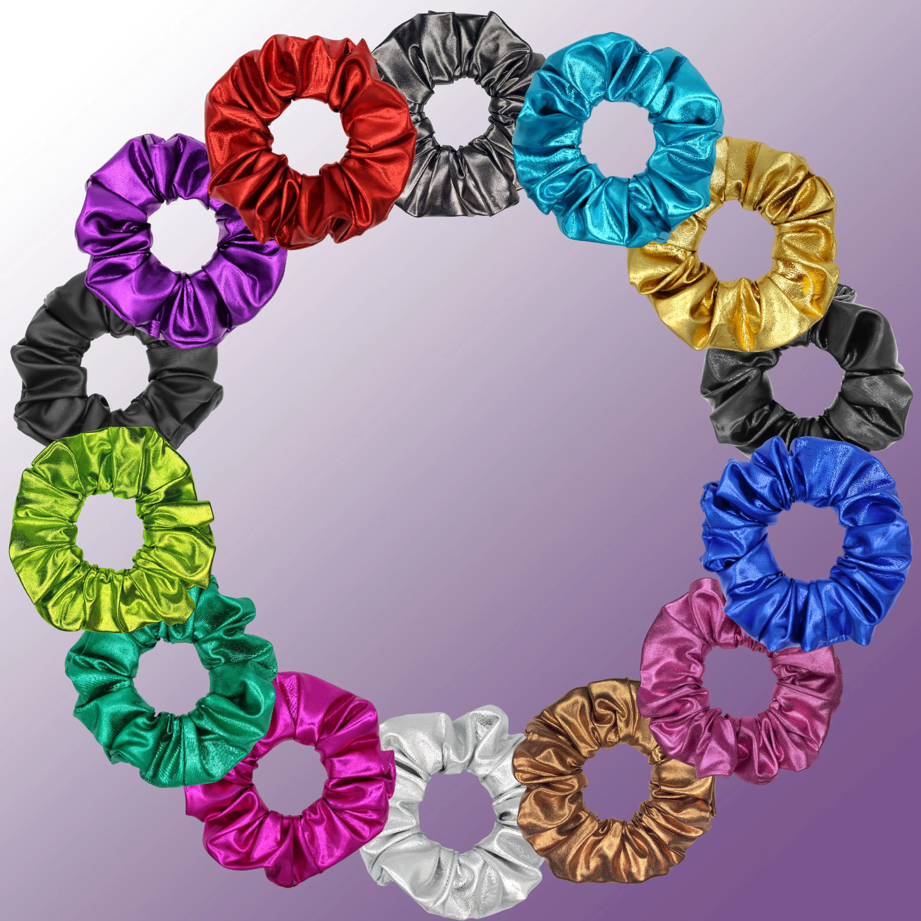 Metallic Scrunchies Available in 3 Sizes Made in the USA Purple