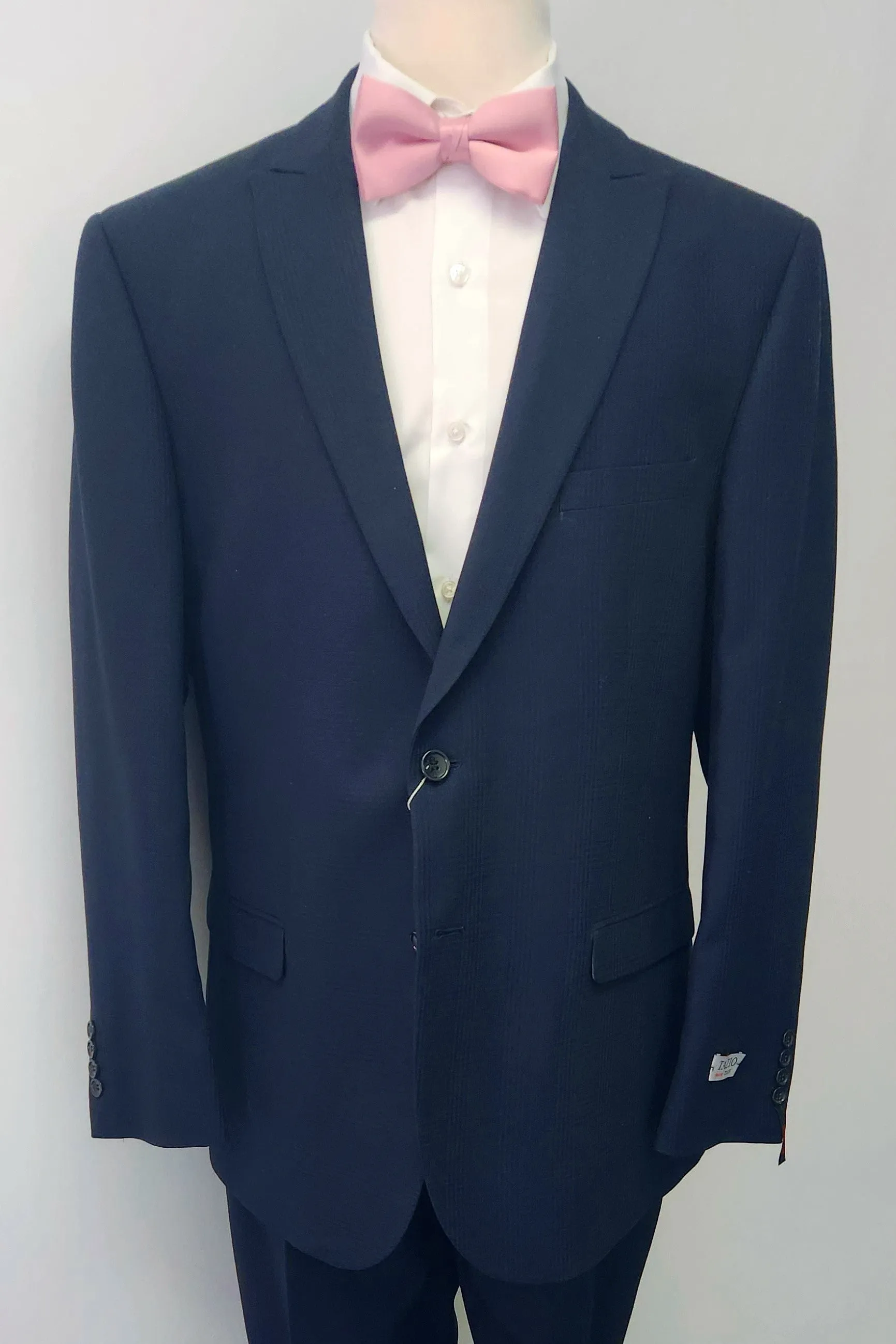 New Navy Blue Tonal Plaid Slim Fit Executive Suit by Tazio