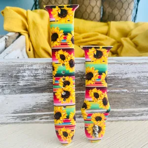 Rainbow Sunflower Print Silicone Band For Apple Watch