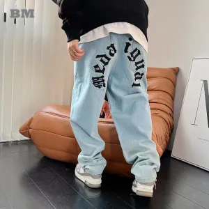 Skateboards Jeans Streetwear Straight Denim Trousers Men Casual Cargo Pants