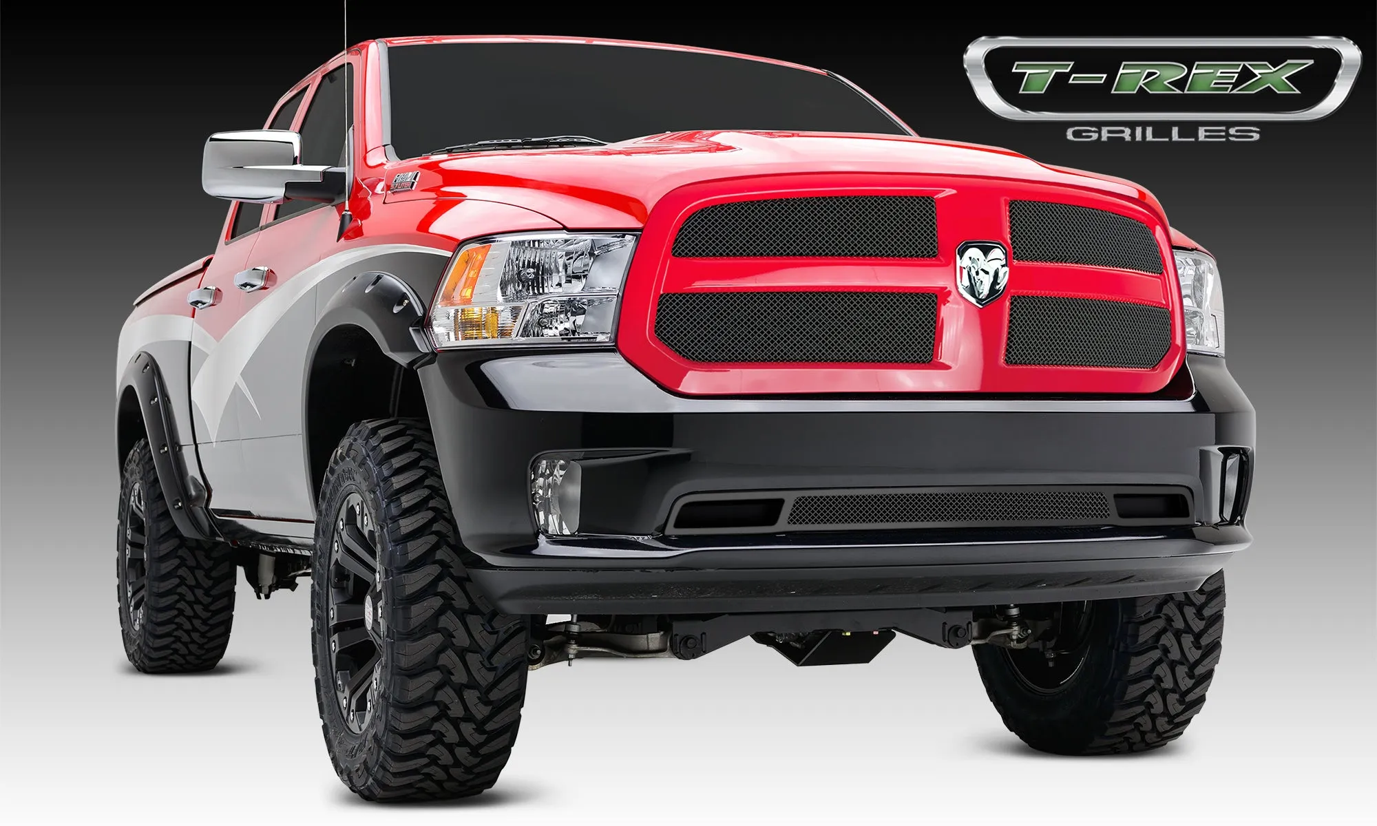 T-REX Sport Series, 4 Piece Overlay Grilles - Powdercoat - 2013-2018 Ram 1500