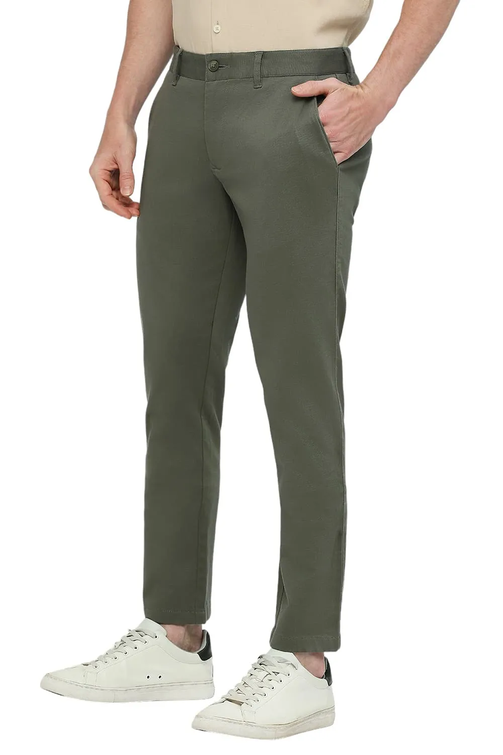 Tapered Fit Cotton Stretch Dobby Trousers