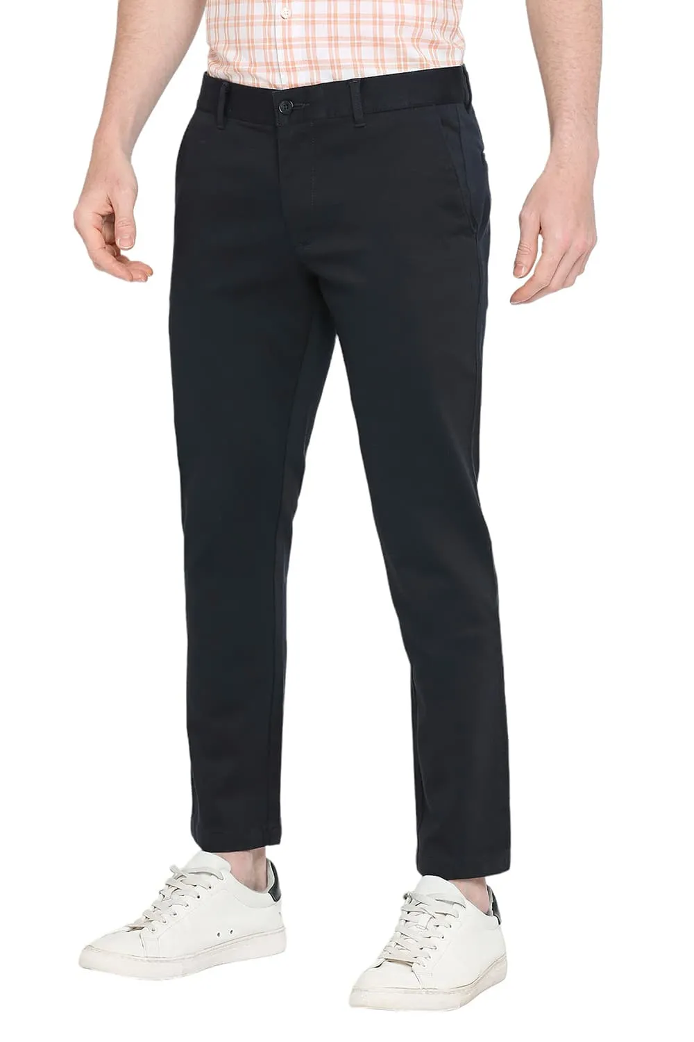 Tapered Fit Cotton Stretch Dobby Trousers