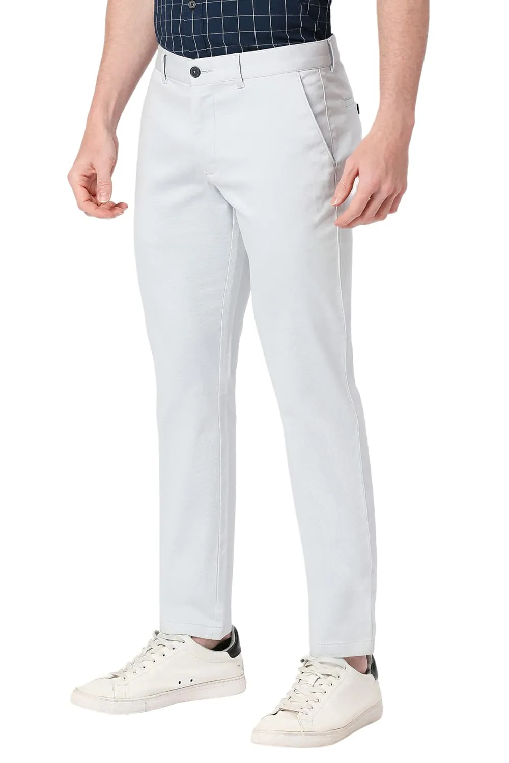 Tapered Fit Cotton Stretch Dobby Trousers