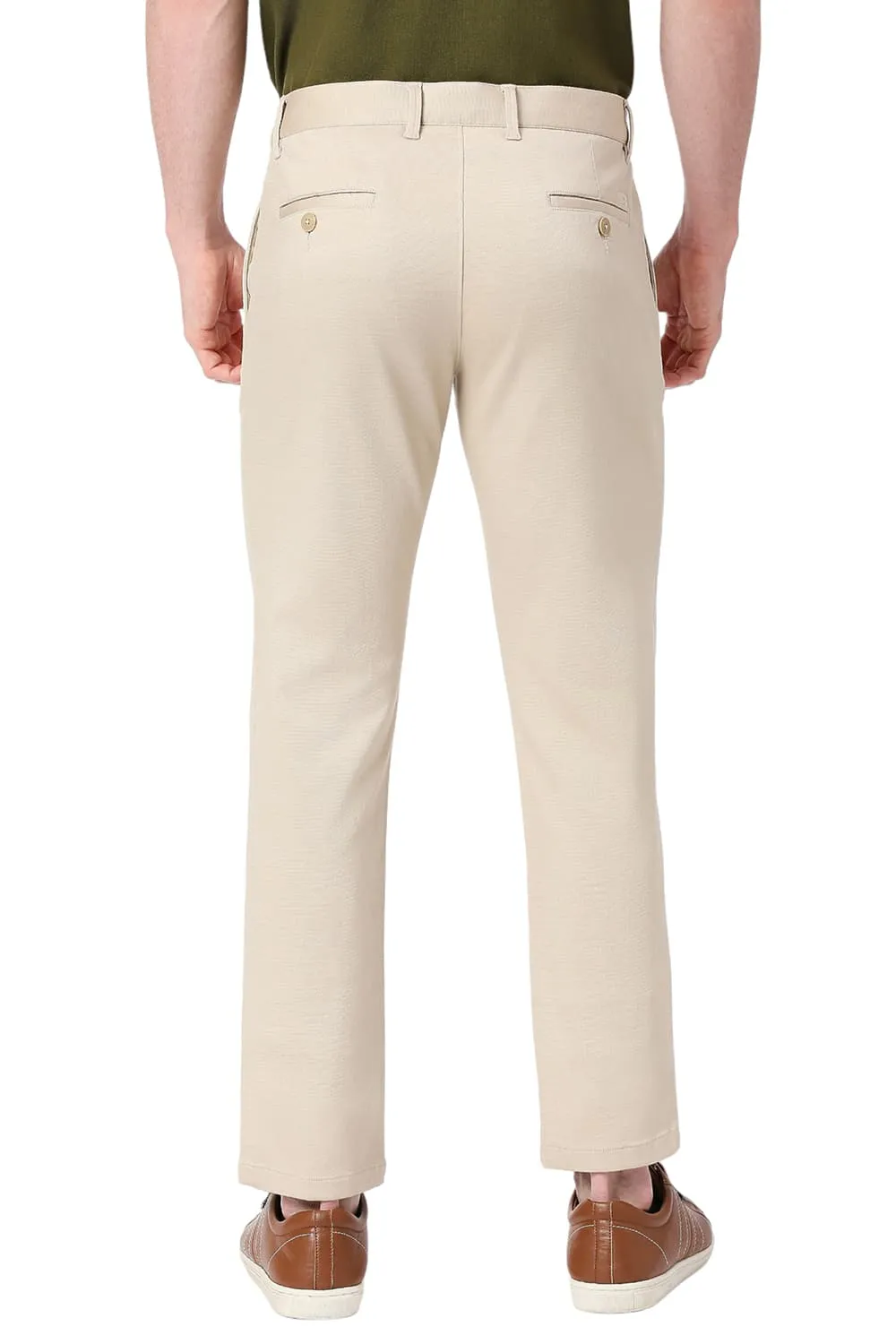 Tapered Fit Cotton Stretch Dobby Trousers