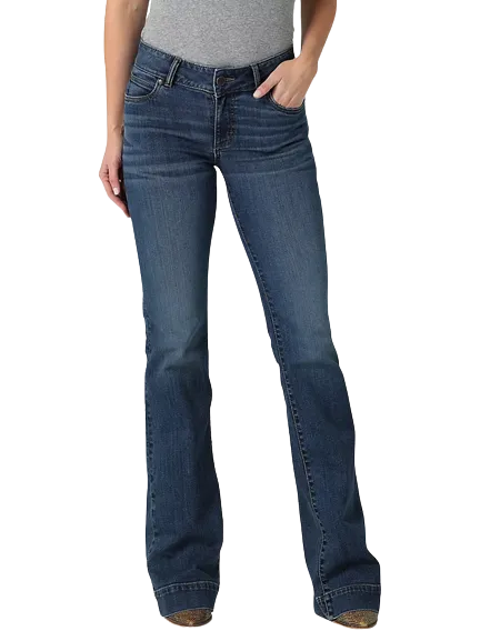 Wrangler Women's Retro Dark Wash Mid Rise Trouser Jeans