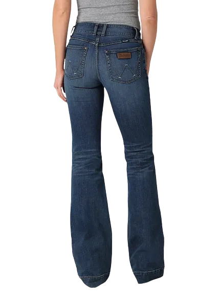 Wrangler Women's Retro Dark Wash Mid Rise Trouser Jeans