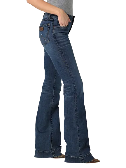 Wrangler Women's Retro Dark Wash Mid Rise Trouser Jeans